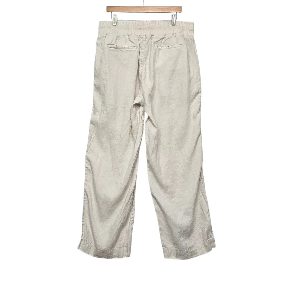 Quince Womens 100% European Linen Wide Leg Pants Oatmeal Beige Size XL NWT